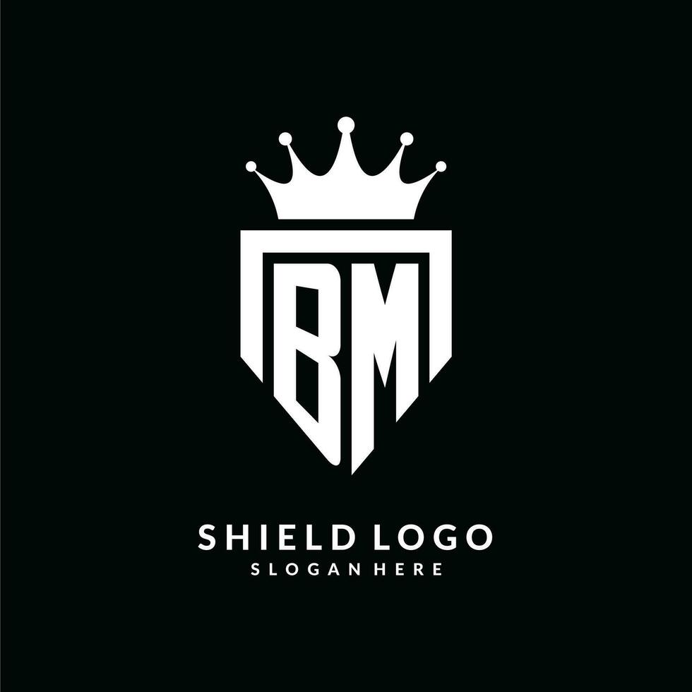 Letter BM logo monogram emblem style with crown shape design template vector