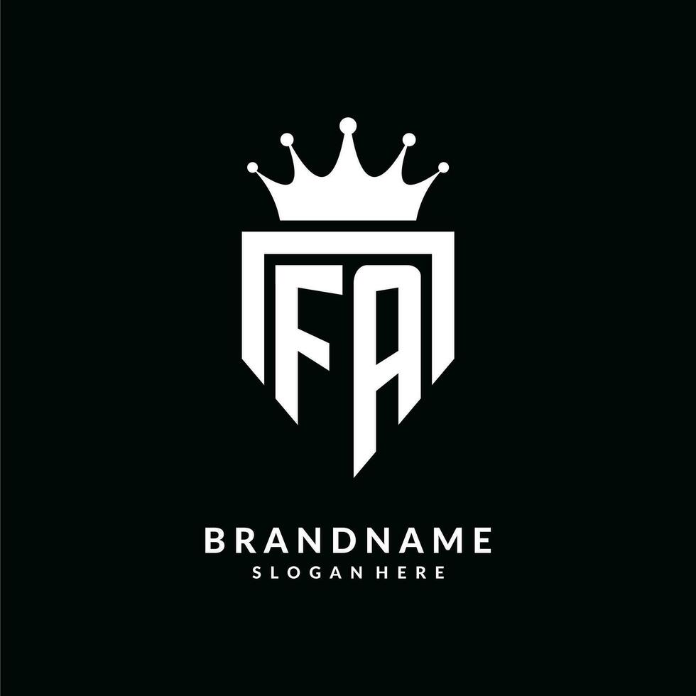 Letter FA logo monogram emblem style with crown shape design template vector