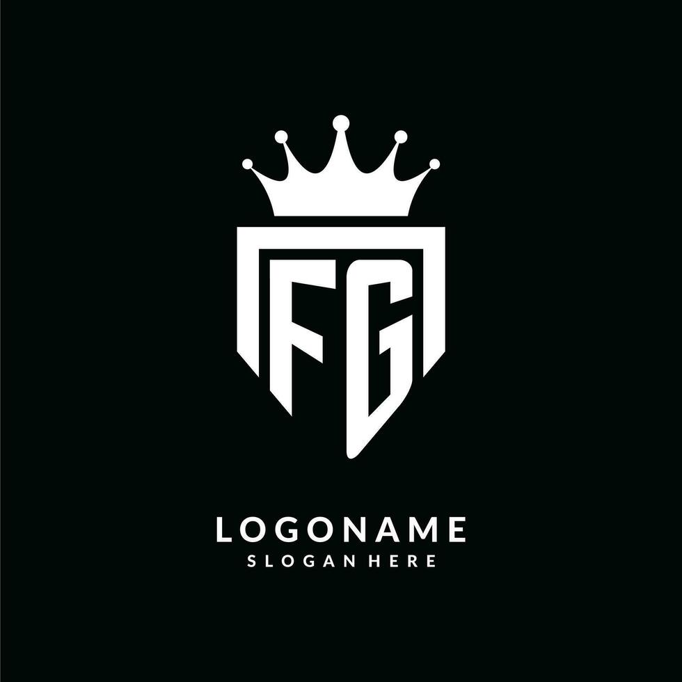 Letter FG logo monogram emblem style with crown shape design template vector