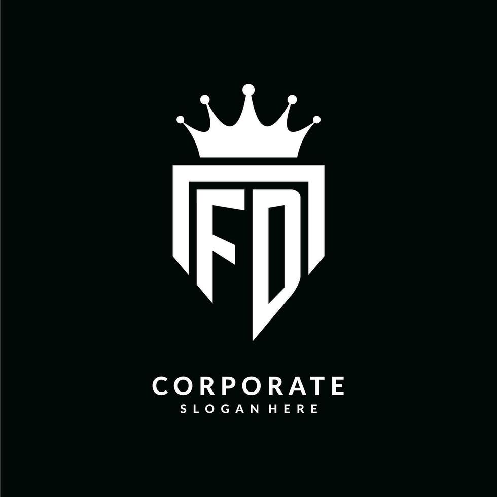 Letter FD logo monogram emblem style with crown shape design template vector