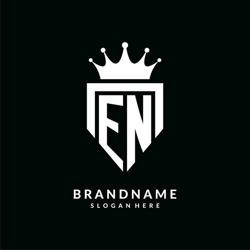 Letter EN logo monogram emblem style with crown shape design template vector