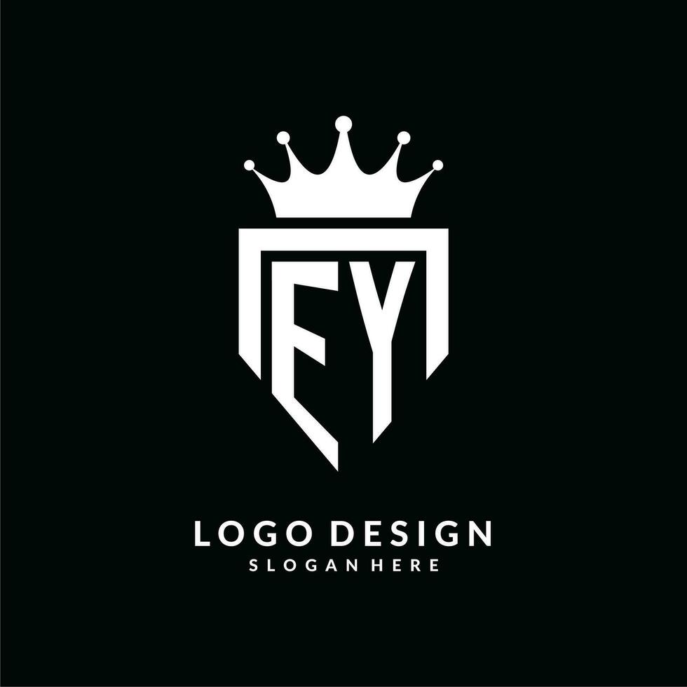 Letter EY logo monogram emblem style with crown shape design template vector