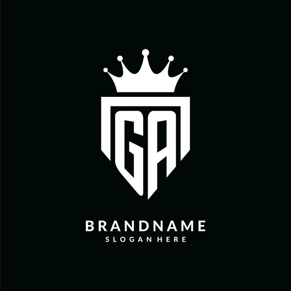 Letter GA logo monogram emblem style with crown shape design template vector