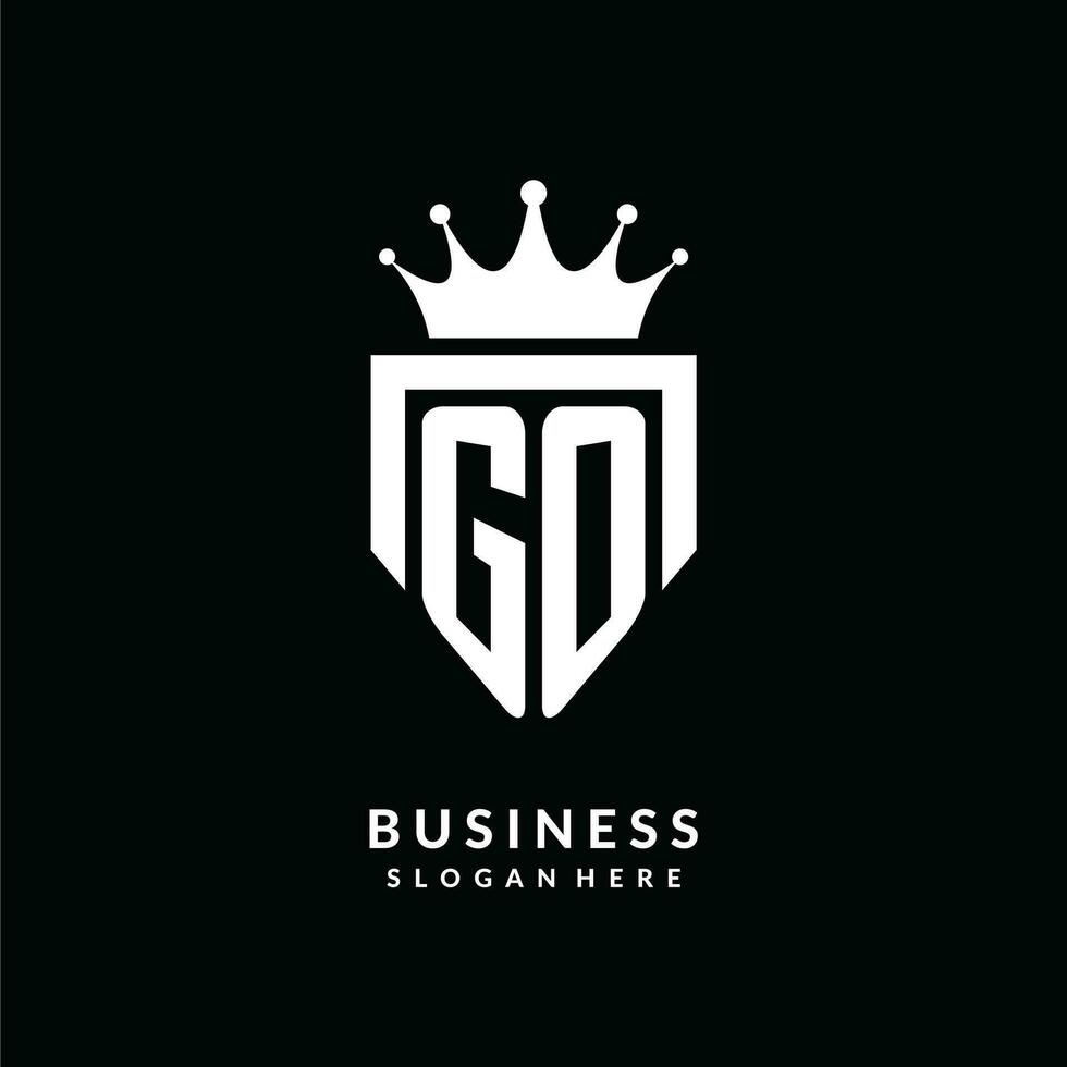 Letter GO logo monogram emblem style with crown shape design template vector