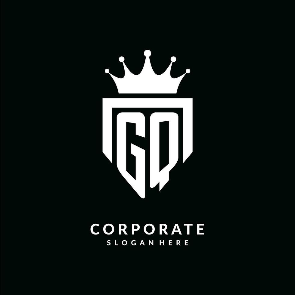 Letter GQ logo monogram emblem style with crown shape design template vector