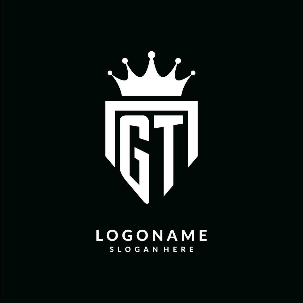 letra gt logo monograma emblema estilo con corona forma diseño modelo vector