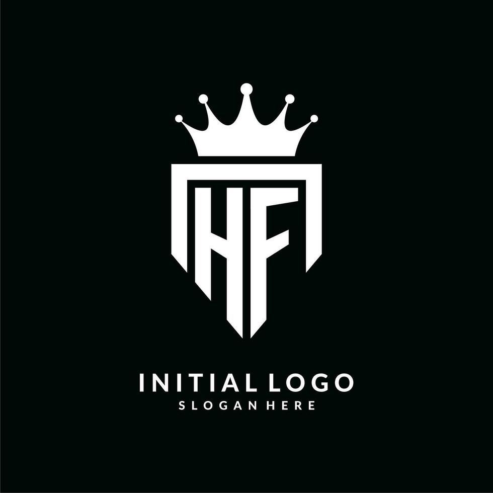 Letter HF logo monogram emblem style with crown shape design template vector