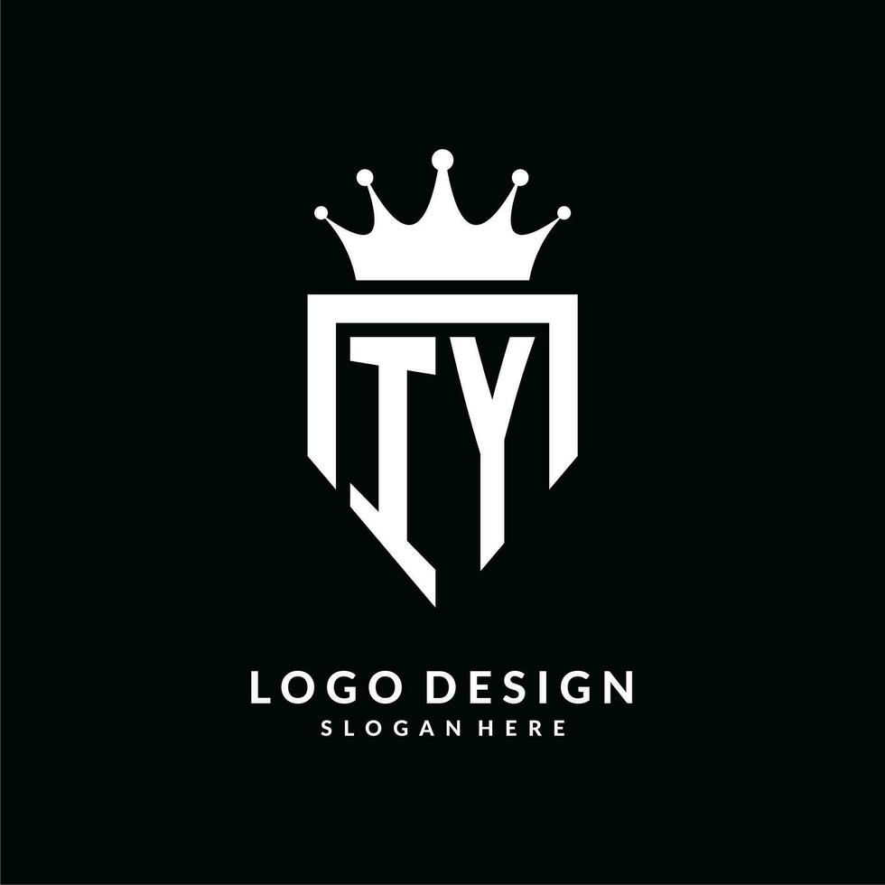 Letter IY logo monogram emblem style with crown shape design template vector