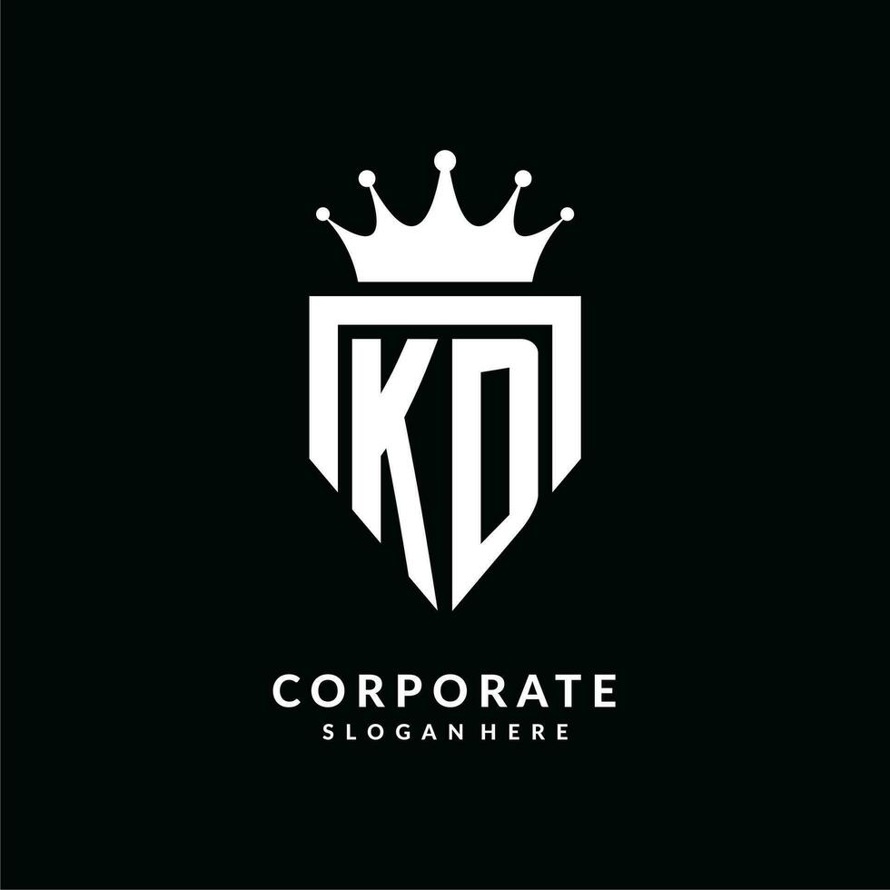 Letter KD logo monogram emblem style with crown shape design template vector