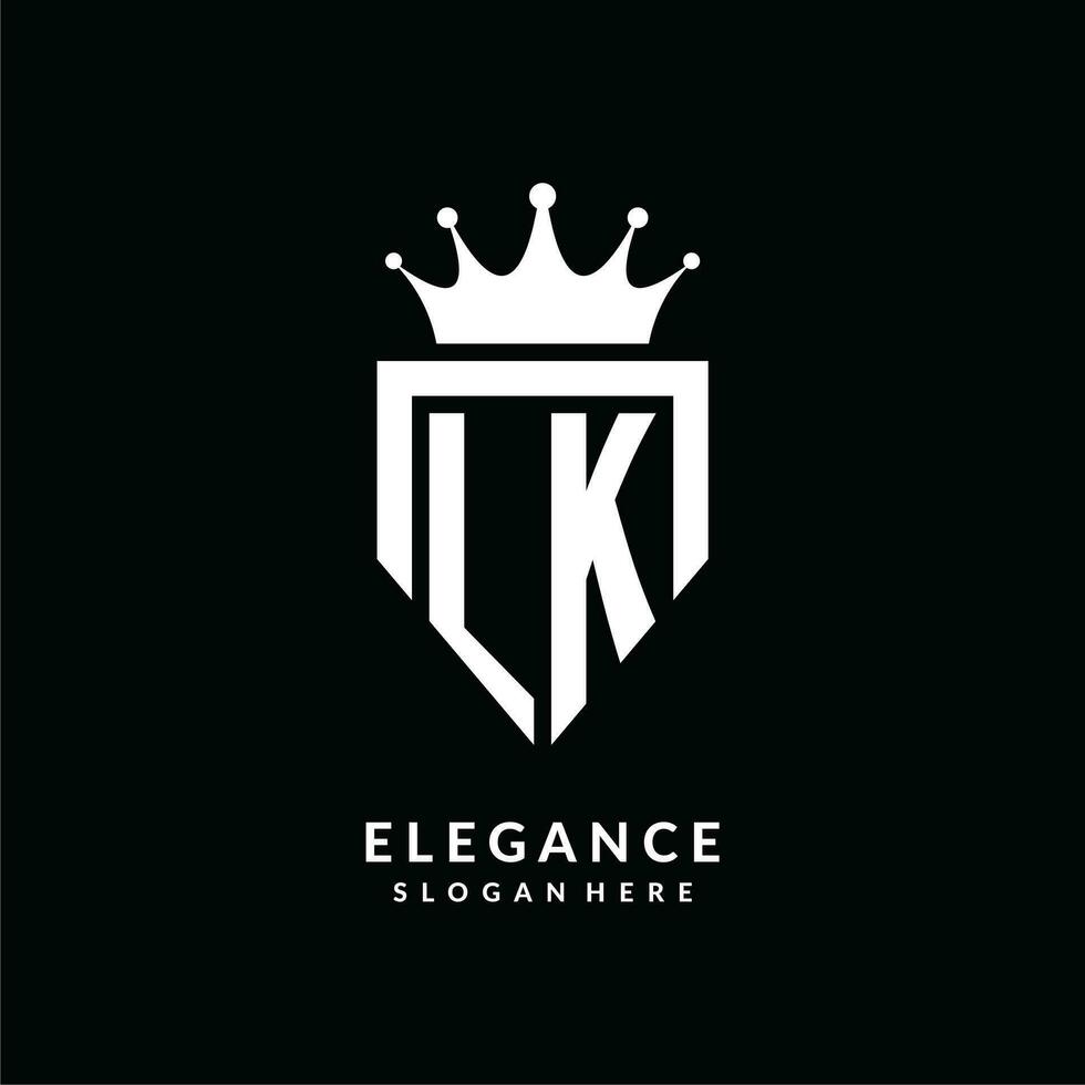 Letter LK logo monogram emblem style with crown shape design template vector