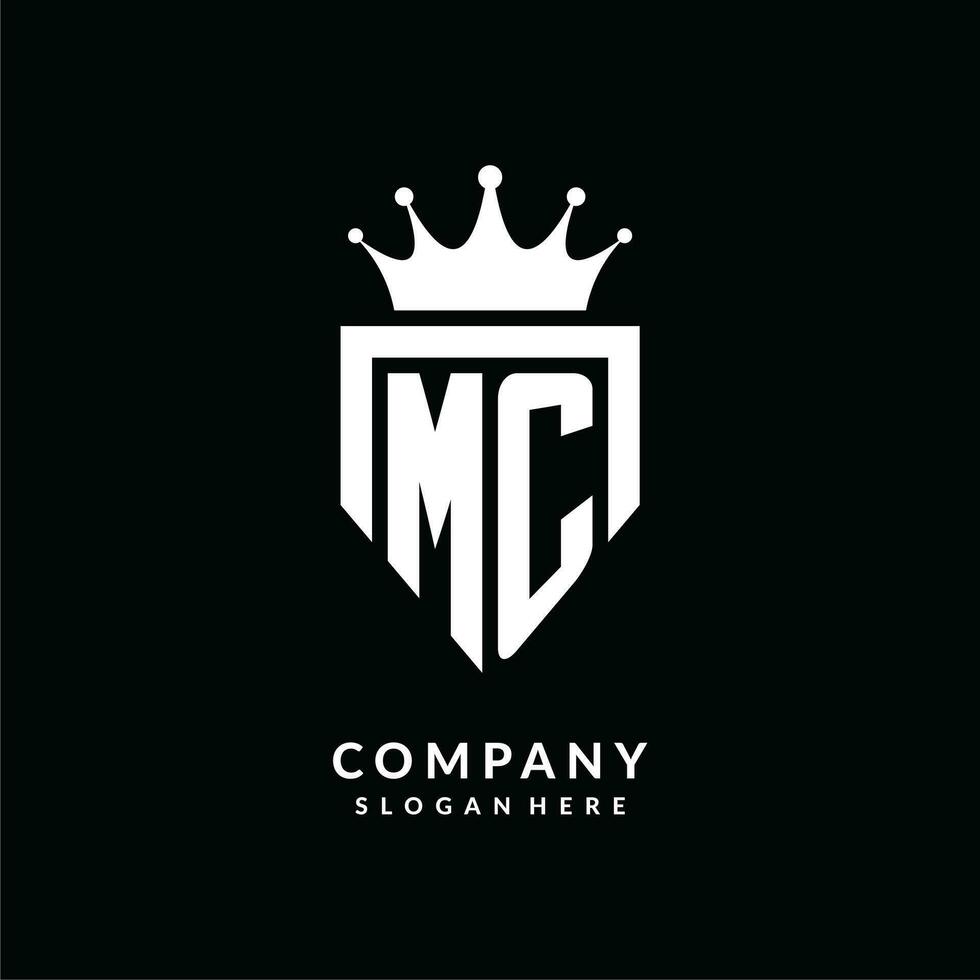 Letter MC logo monogram emblem style with crown shape design template vector