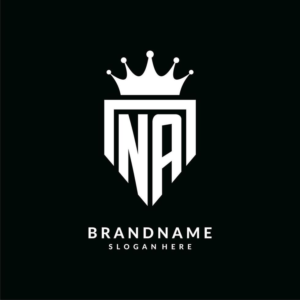 Letter NA logo monogram emblem style with crown shape design template vector