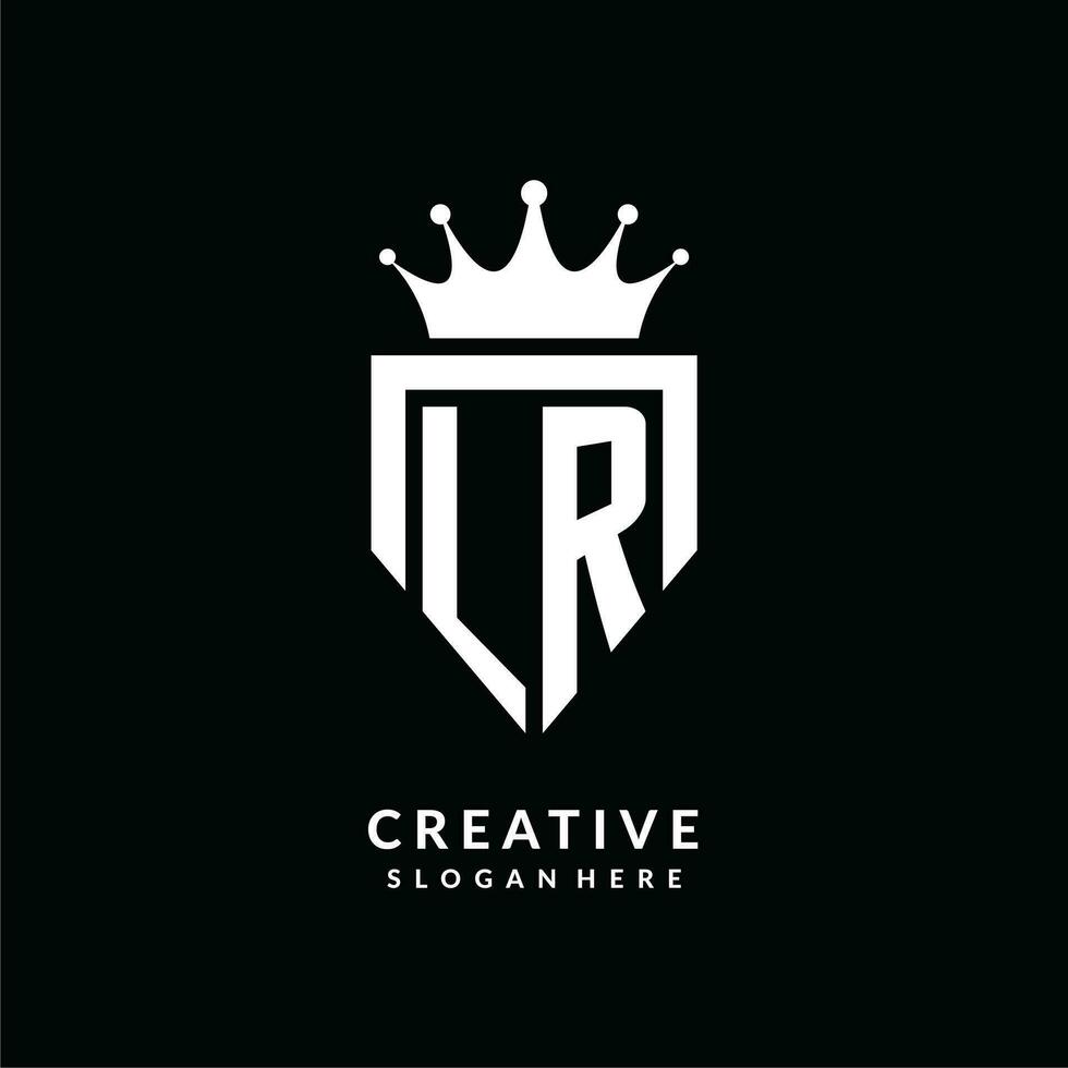 Letter LR logo monogram emblem style with crown shape design template vector