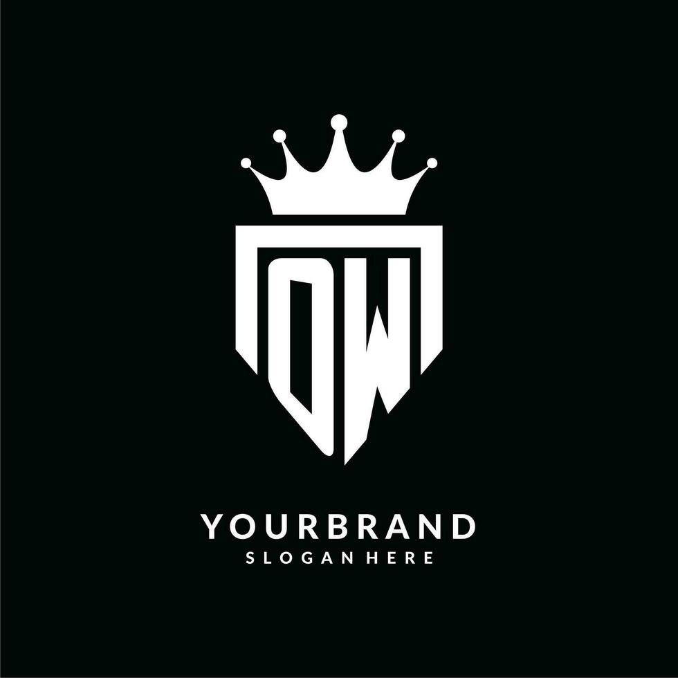 Letter OW logo monogram emblem style with crown shape design template vector