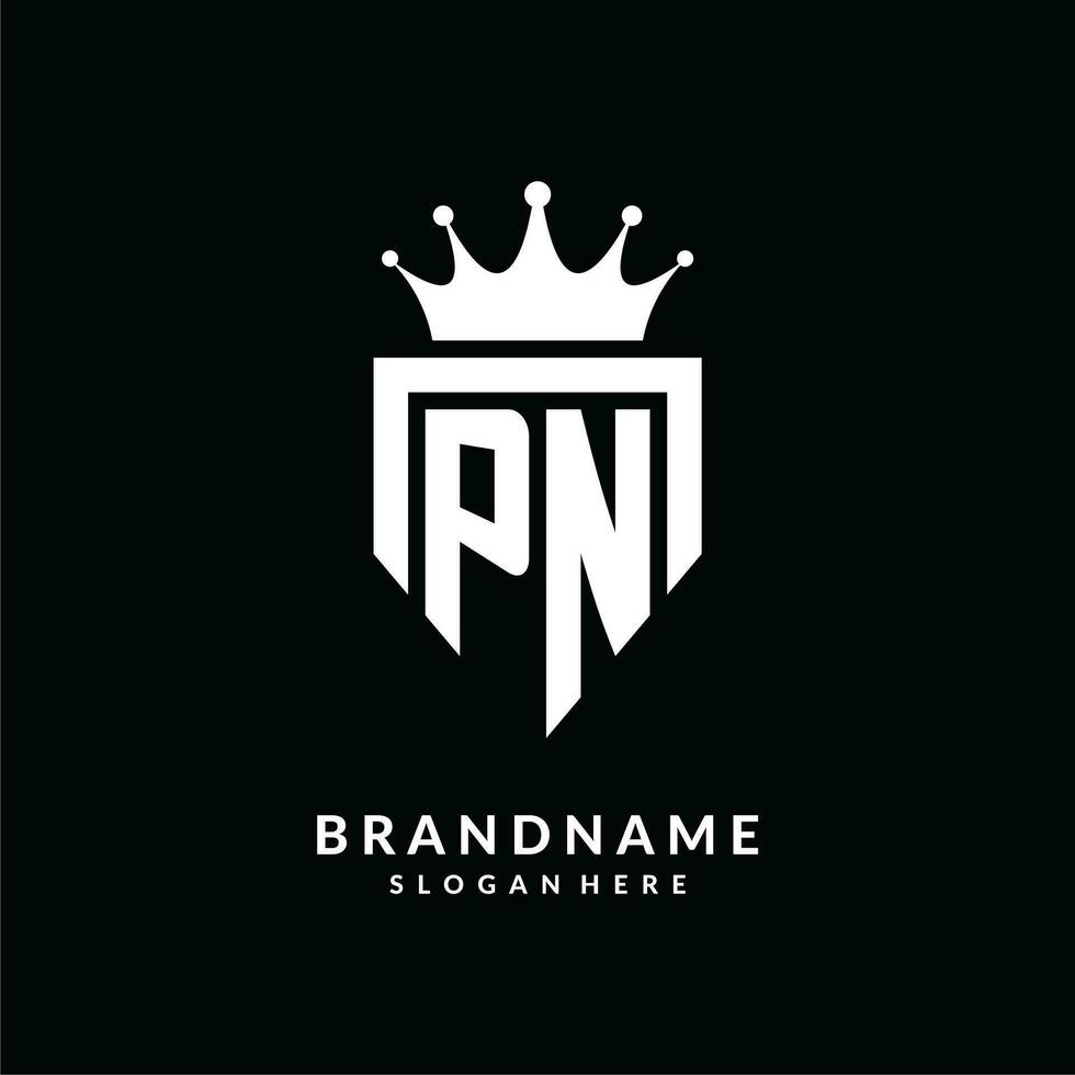 Letter PN logo monogram emblem style with crown shape design template vector