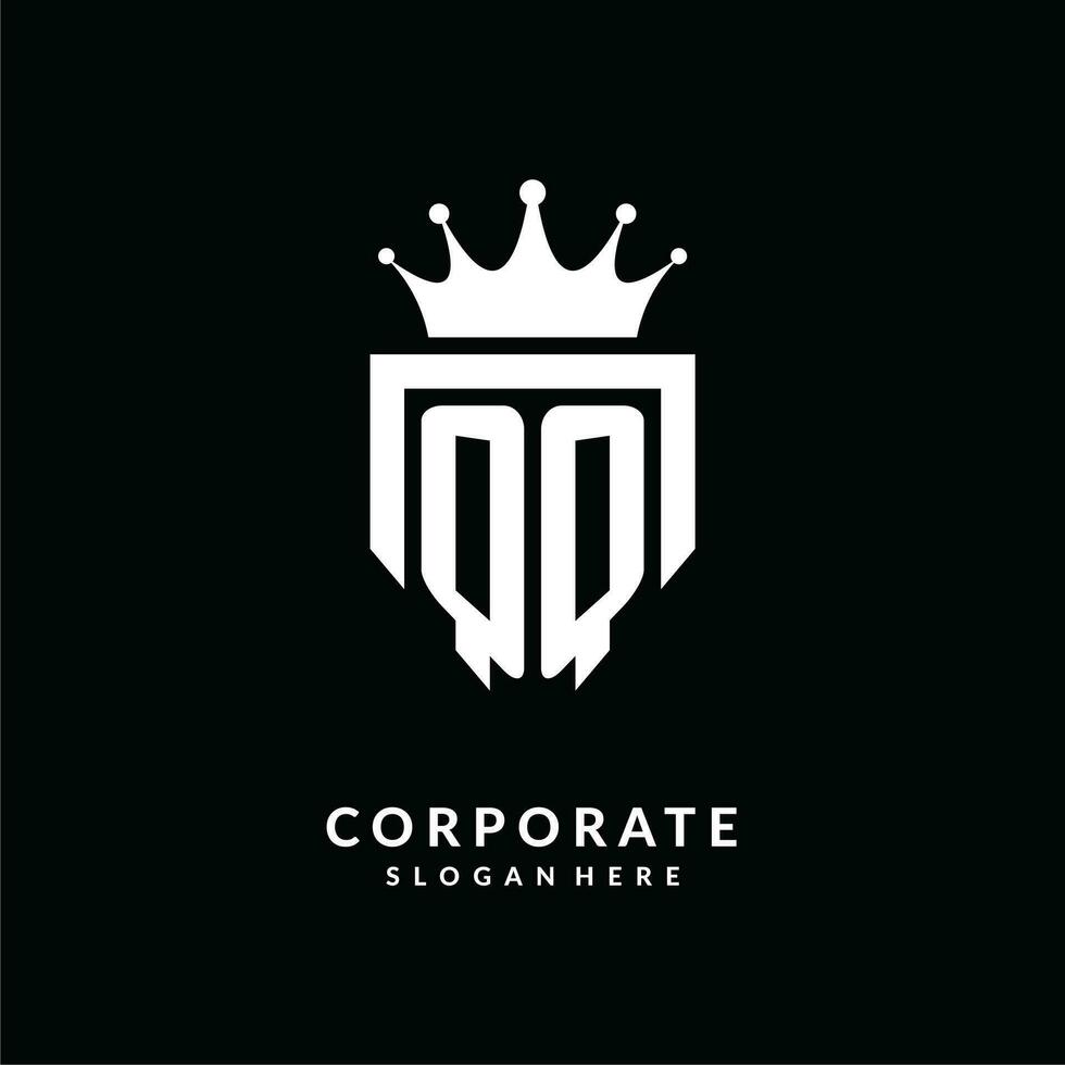 Letter QQ logo monogram emblem style with crown shape design template vector
