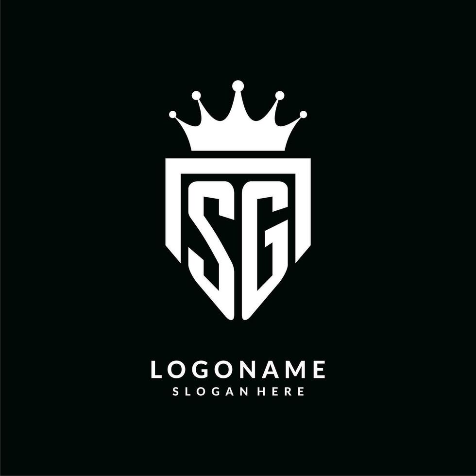 Letter SG logo monogram emblem style with crown shape design template vector