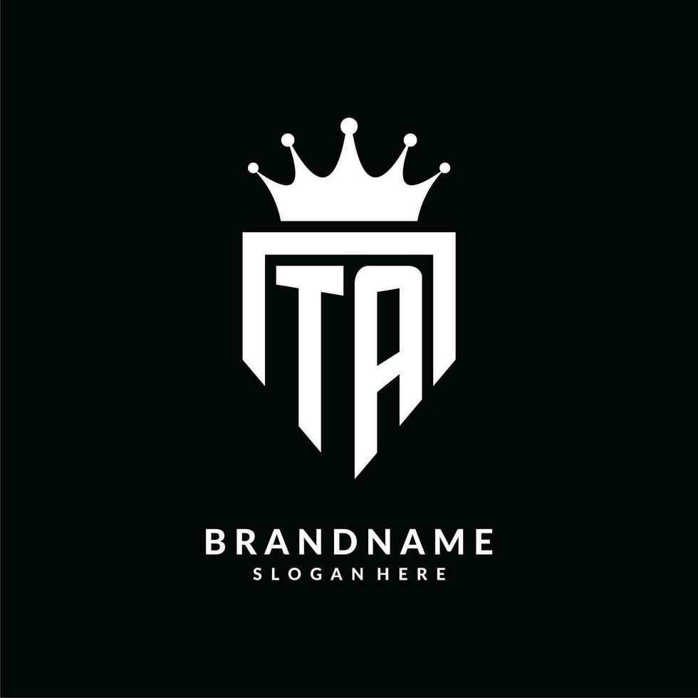 Letter TA logo monogram emblem style with crown shape design template vector