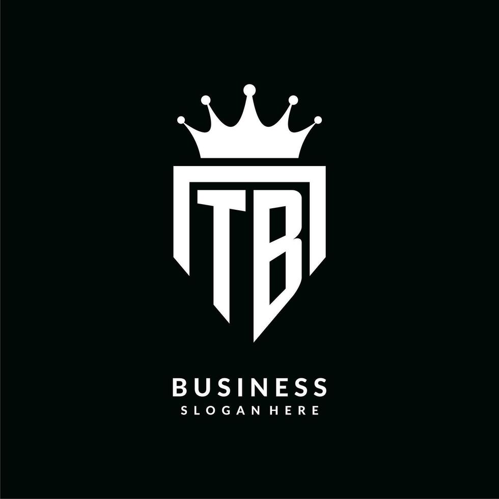 Letter TB logo monogram emblem style with crown shape design template vector