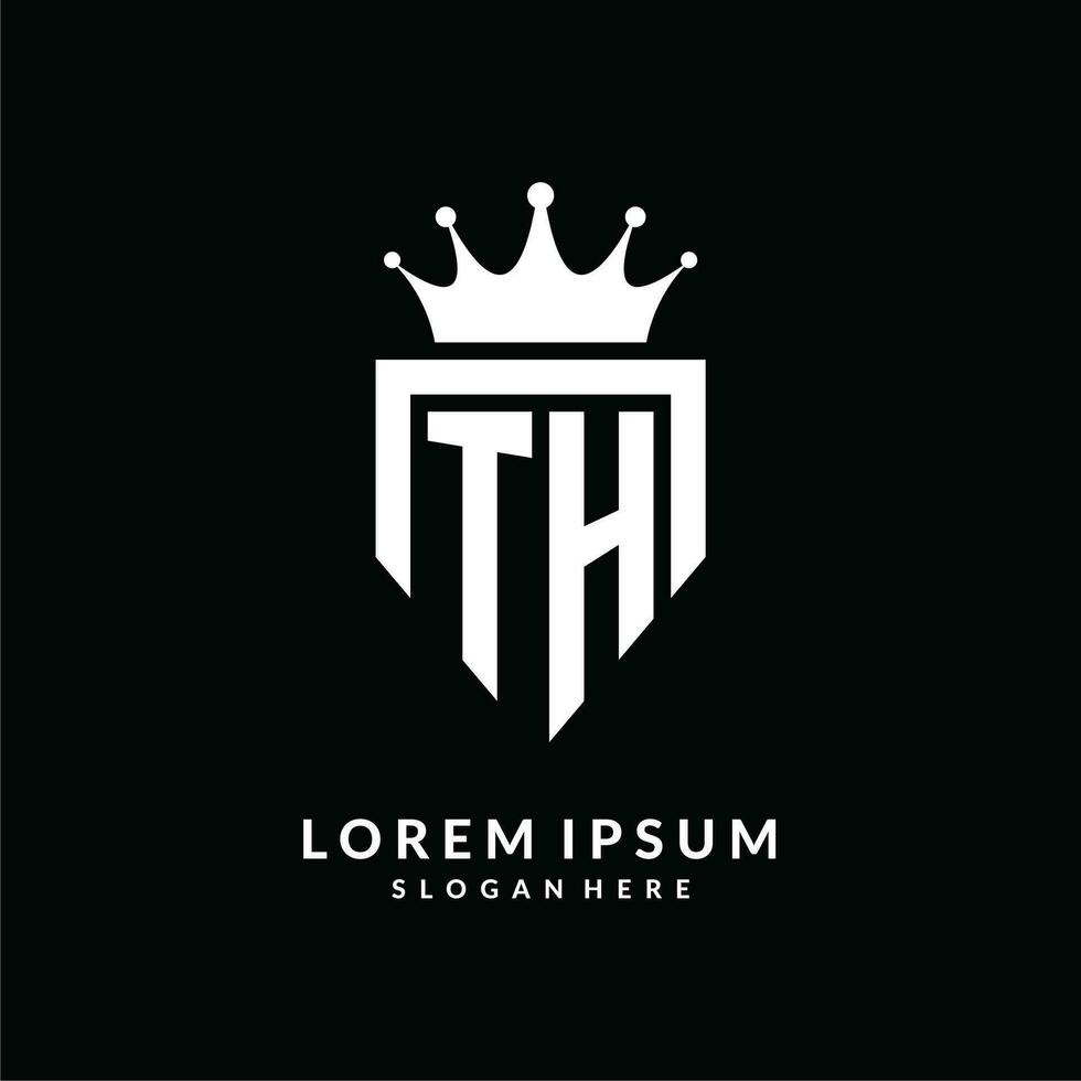 letra th logo monograma emblema estilo con corona forma diseño modelo vector