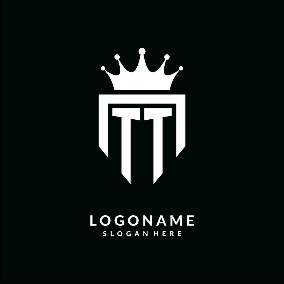 letra tt logo monograma emblema estilo con corona forma diseño modelo vector