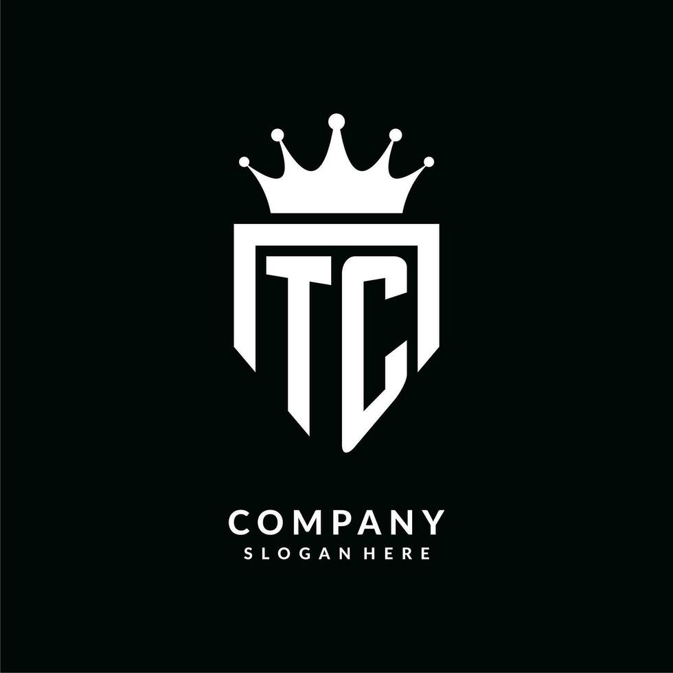 letra tc logo monograma emblema estilo con corona forma diseño modelo vector