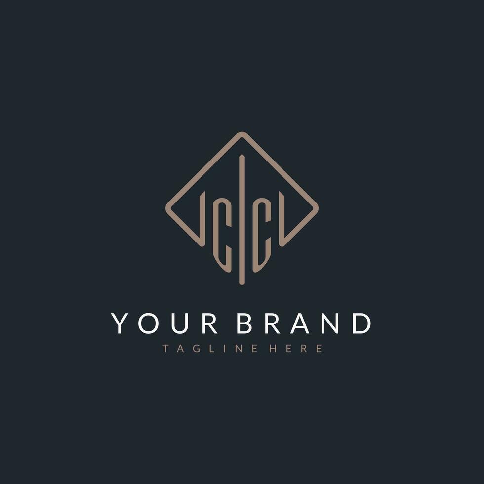 CC initial logo with curved rectangle style design vector