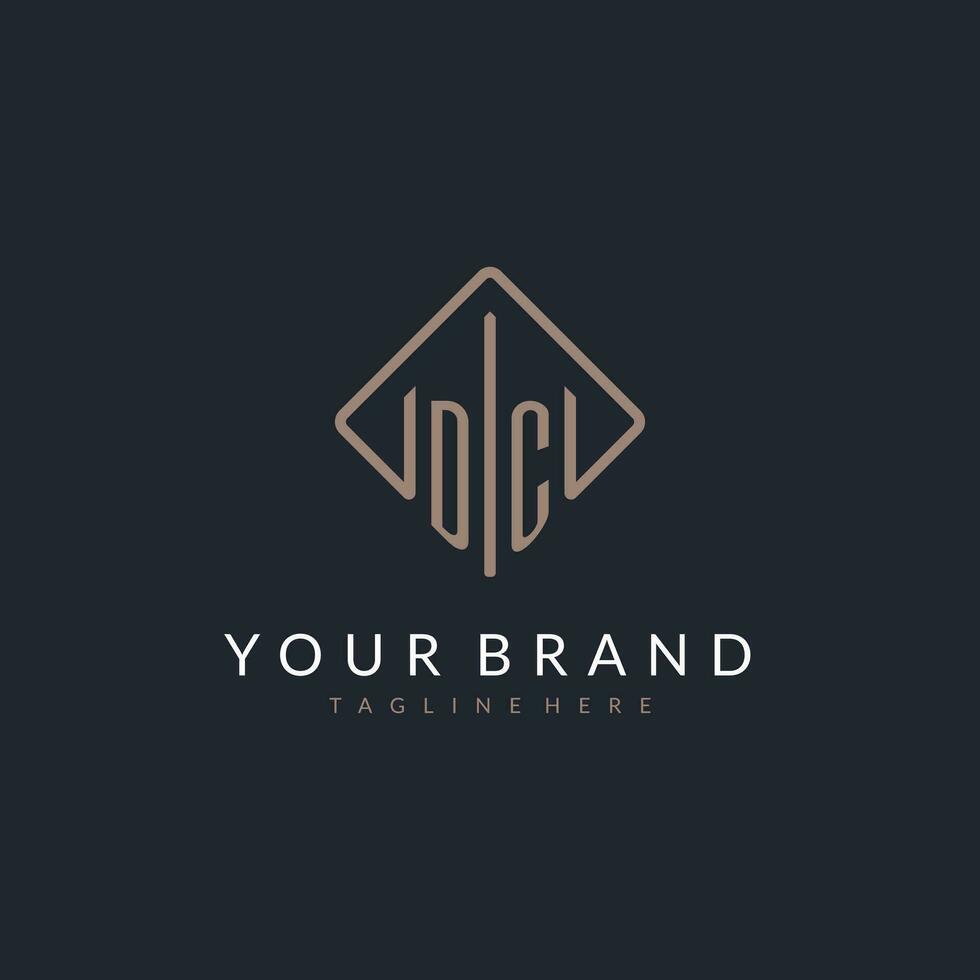 DC initial logo with curved rectangle style design vector