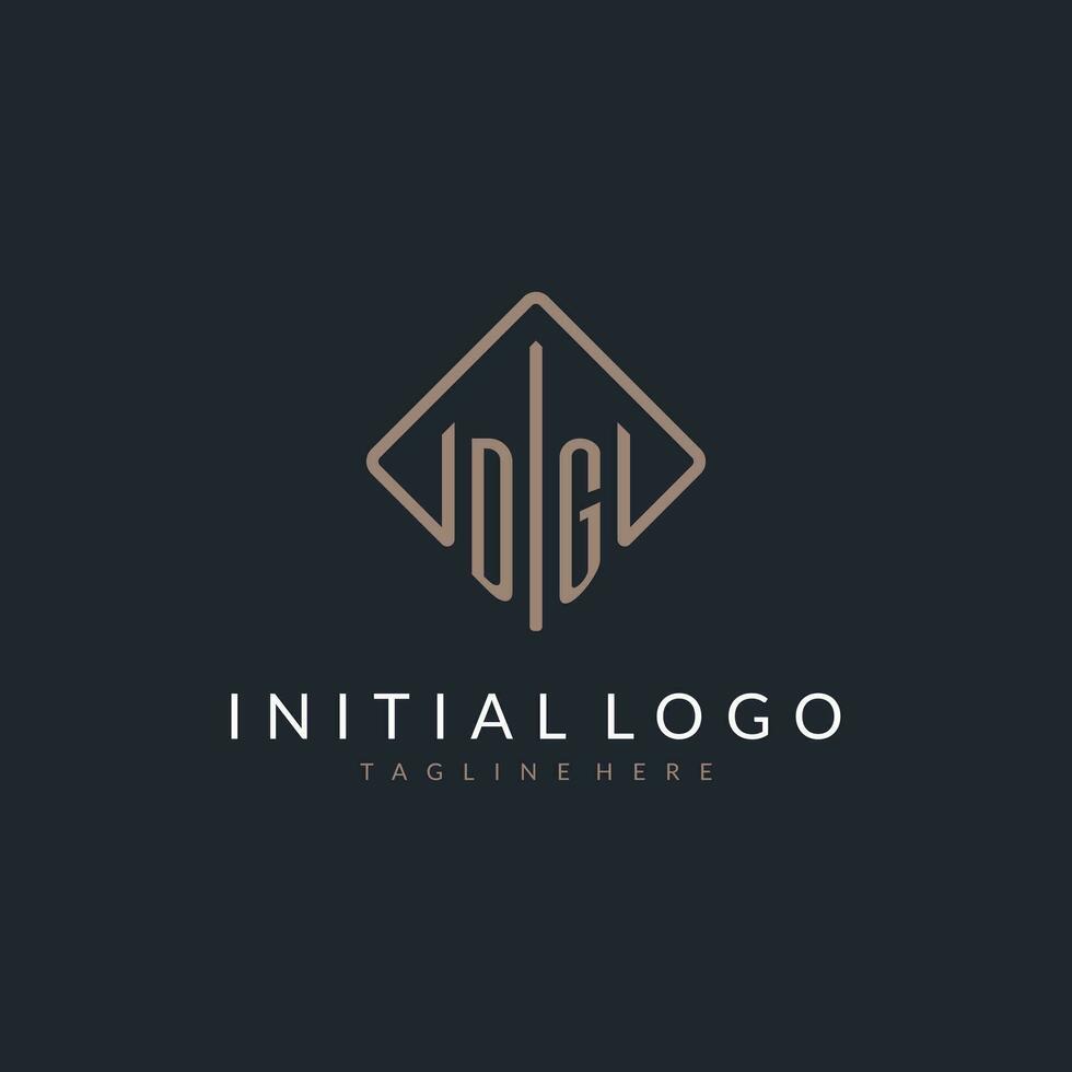 DG initial logo with curved rectangle style design vector
