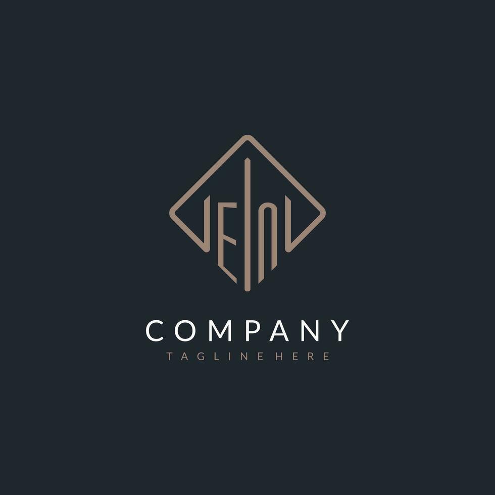 EN initial logo with curved rectangle style design vector