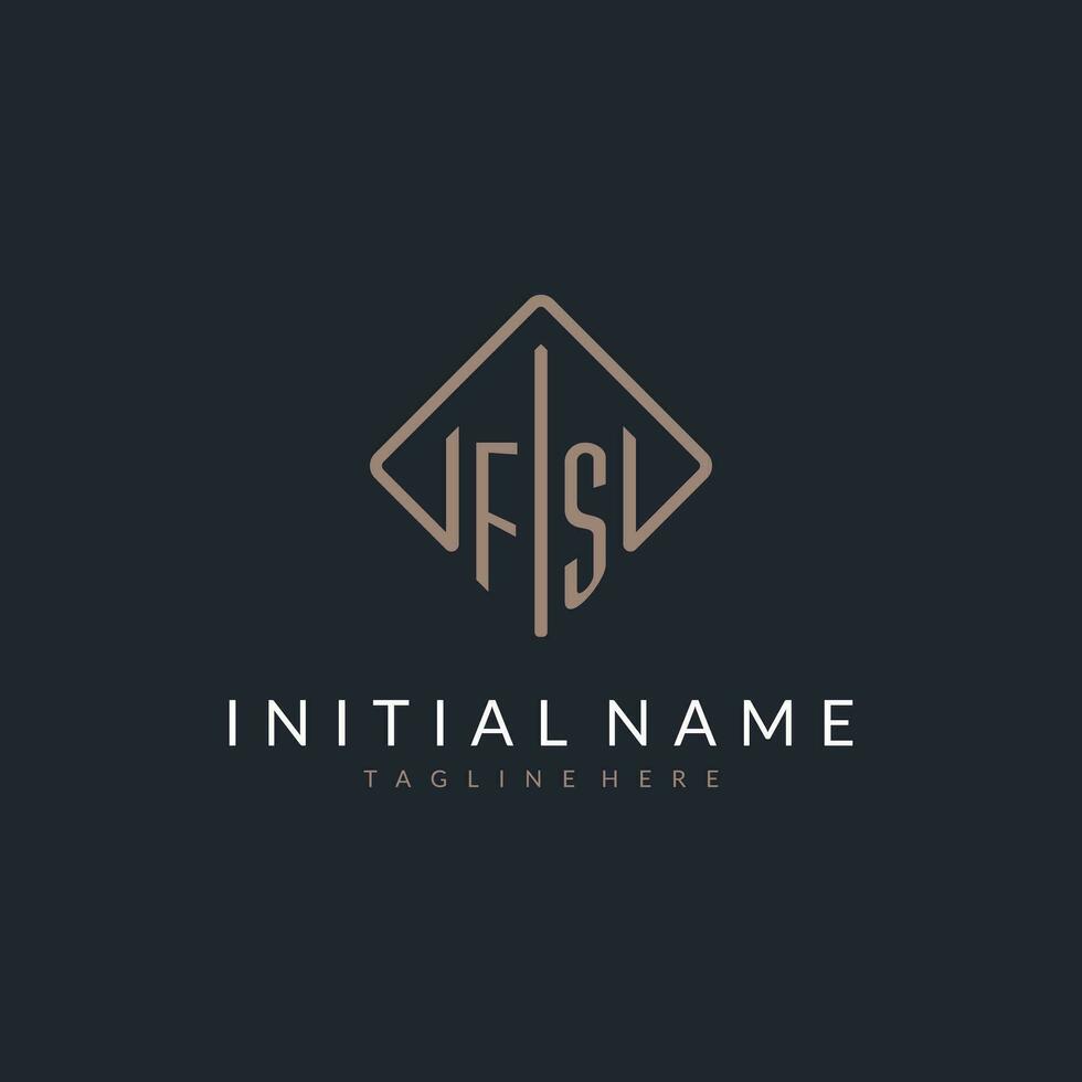 FS initial logo with curved rectangle style design vector