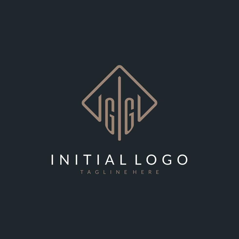 GG initial logo with curved rectangle style design vector