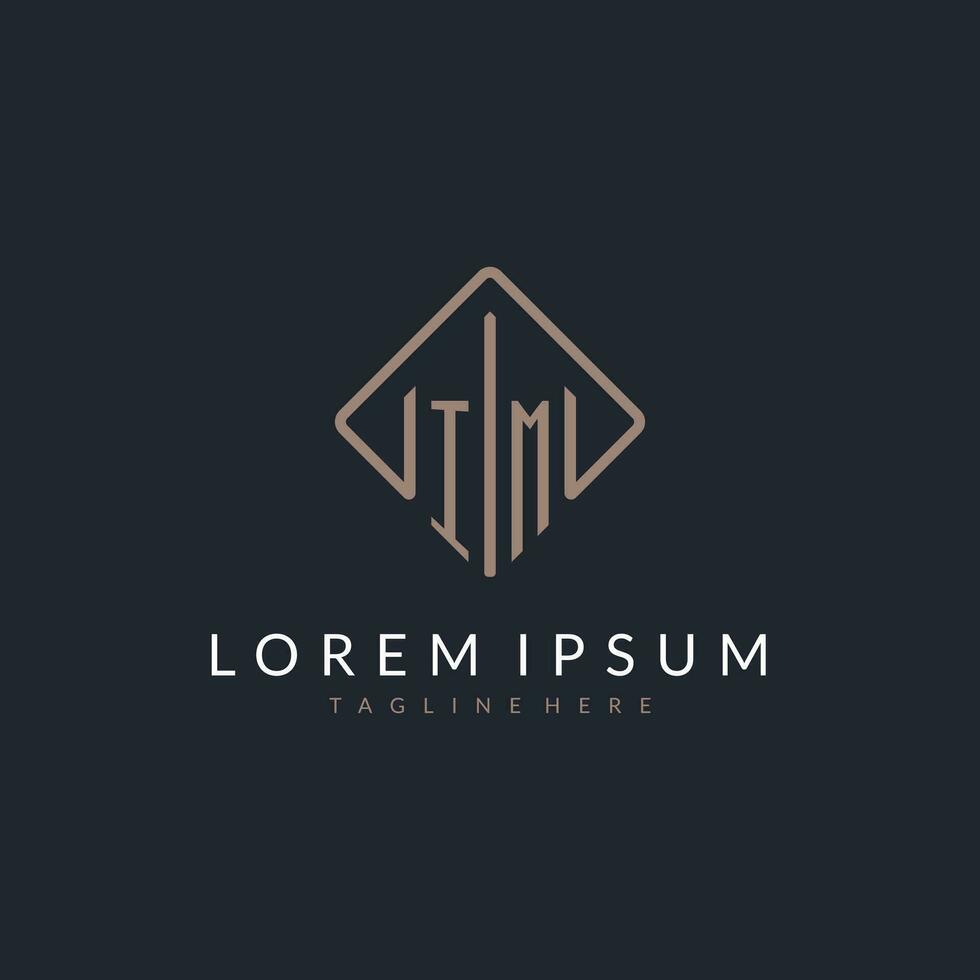 IM initial logo with curved rectangle style design vector