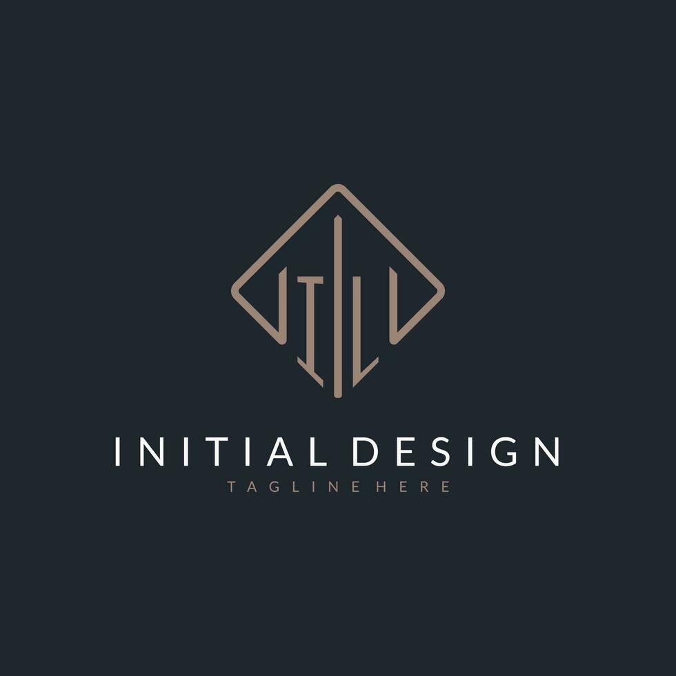 IL initial logo with curved rectangle style design vector