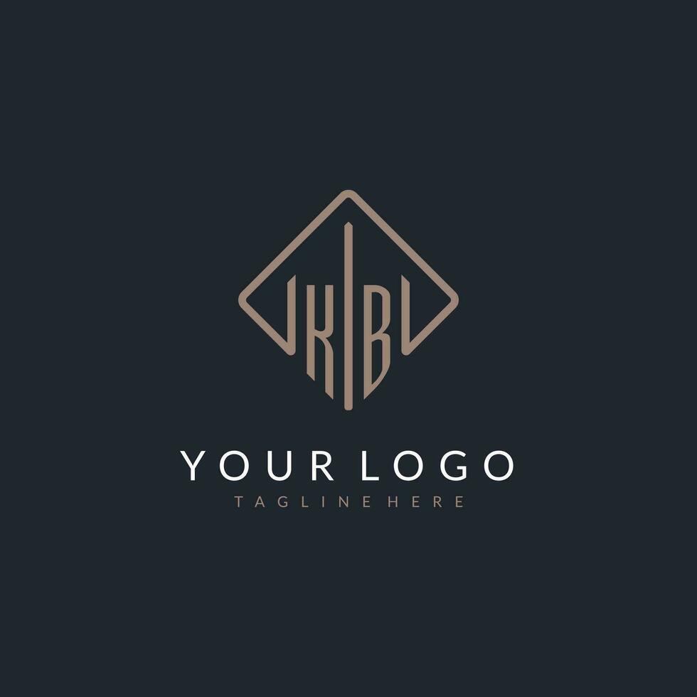 KB initial logo with curved rectangle style design vector