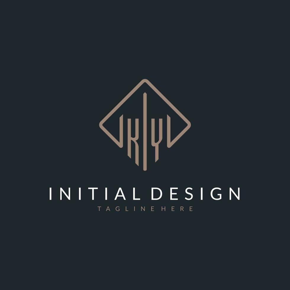 KY initial logo with curved rectangle style design vector