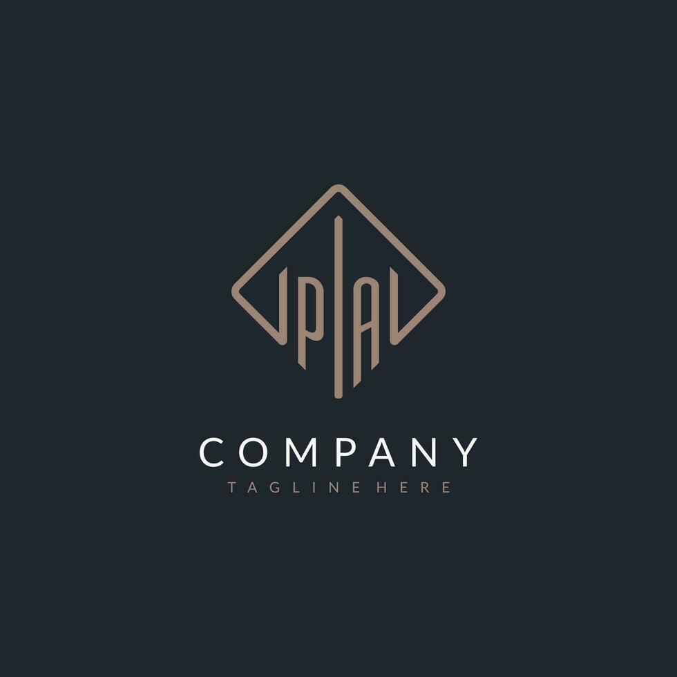 PA initial logo with curved rectangle style design vector