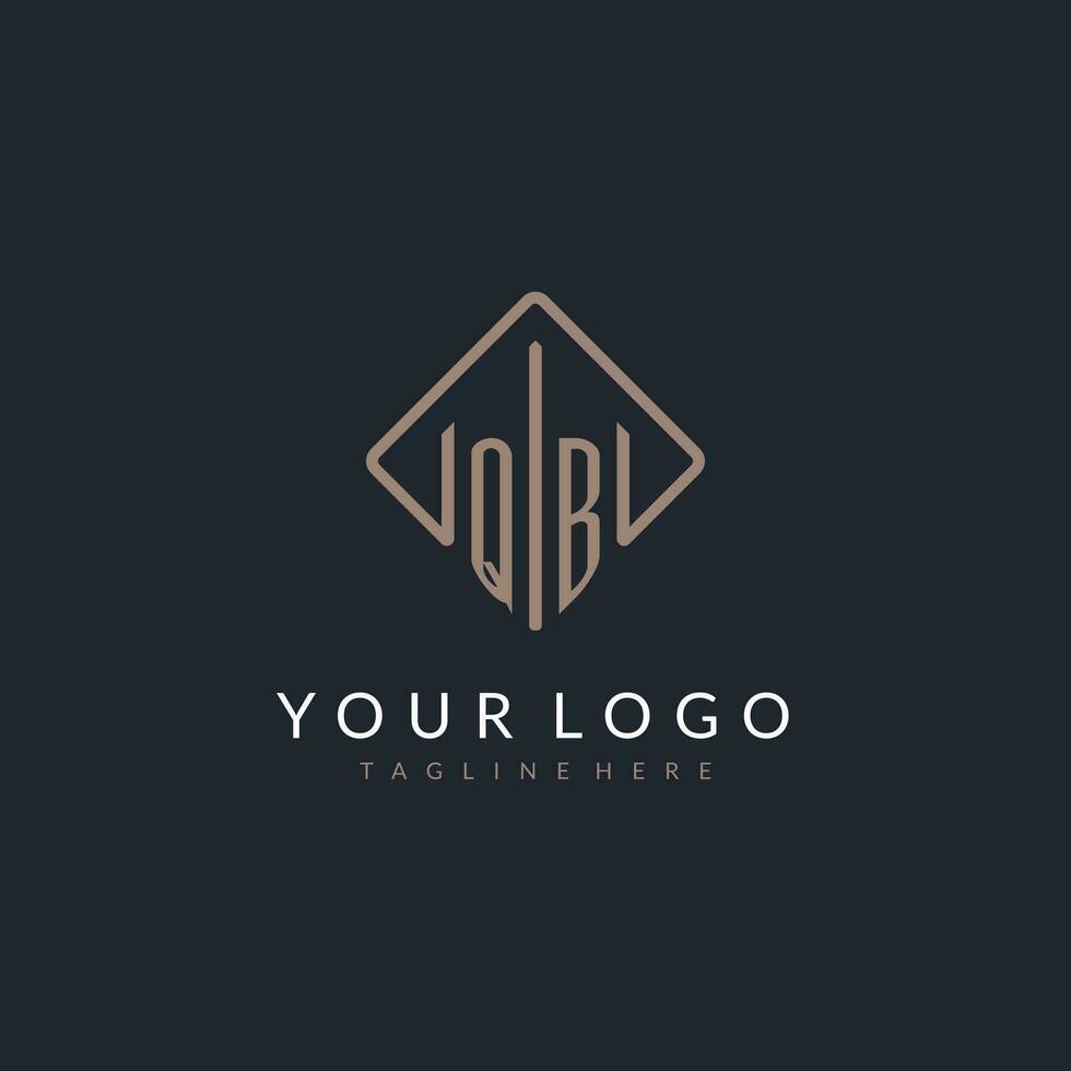 QB initial logo with curved rectangle style design vector