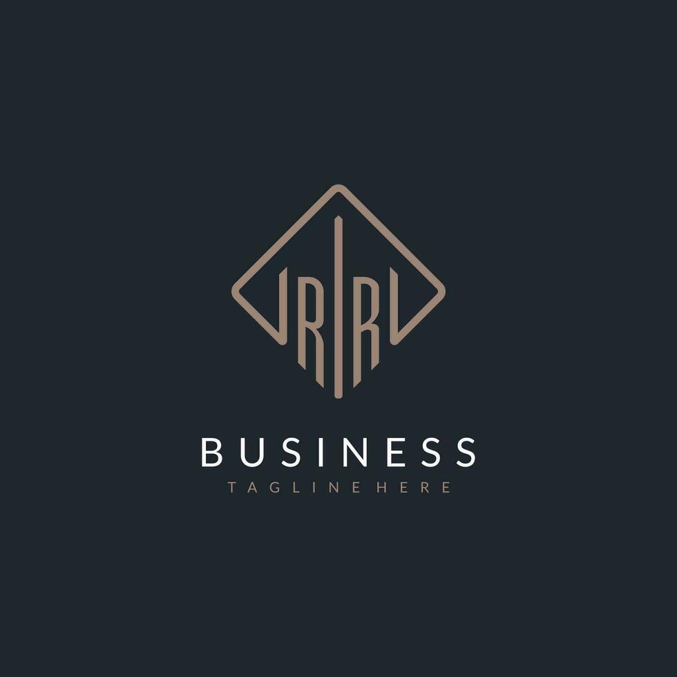 RR initial logo with curved rectangle style design vector