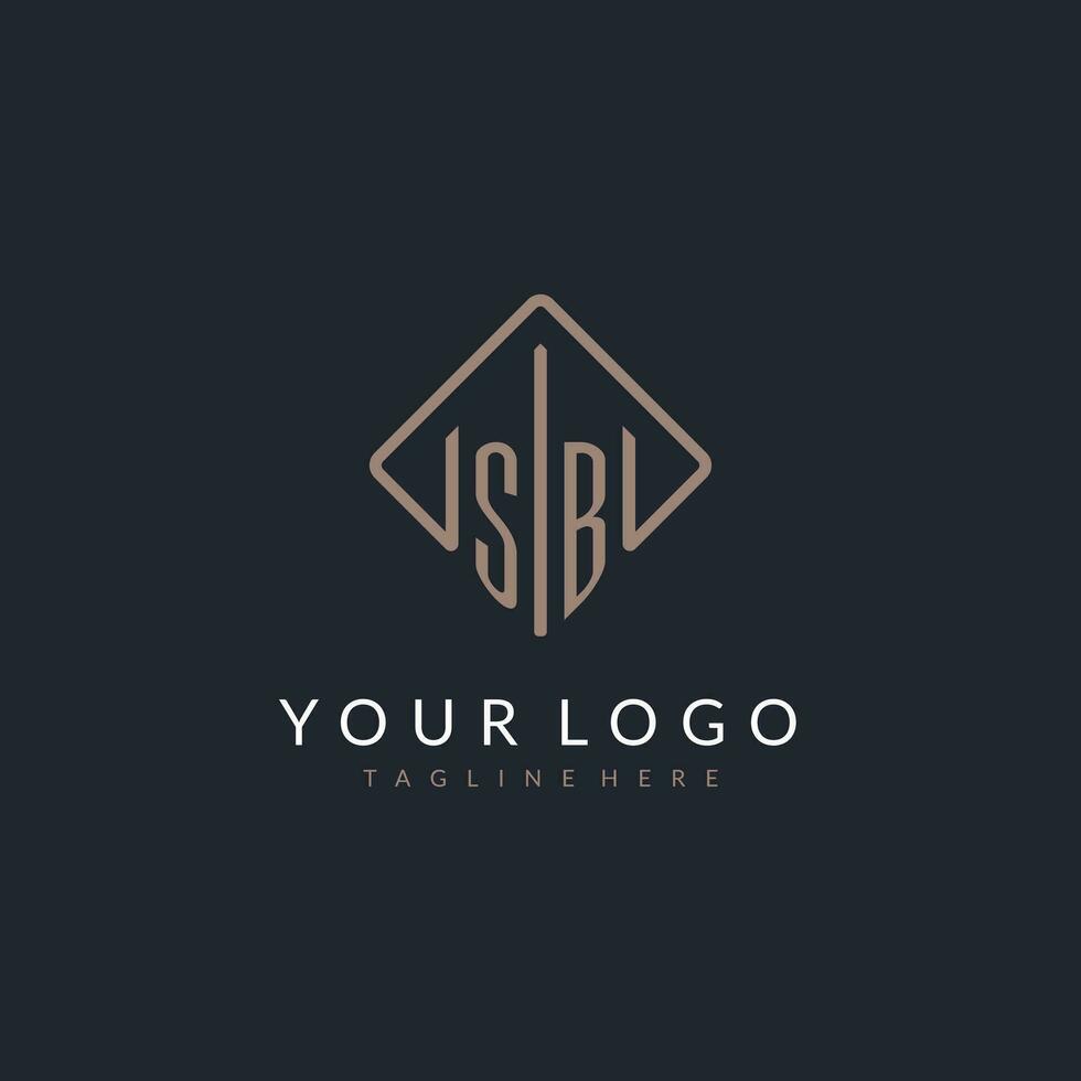 SB initial logo with curved rectangle style design vector
