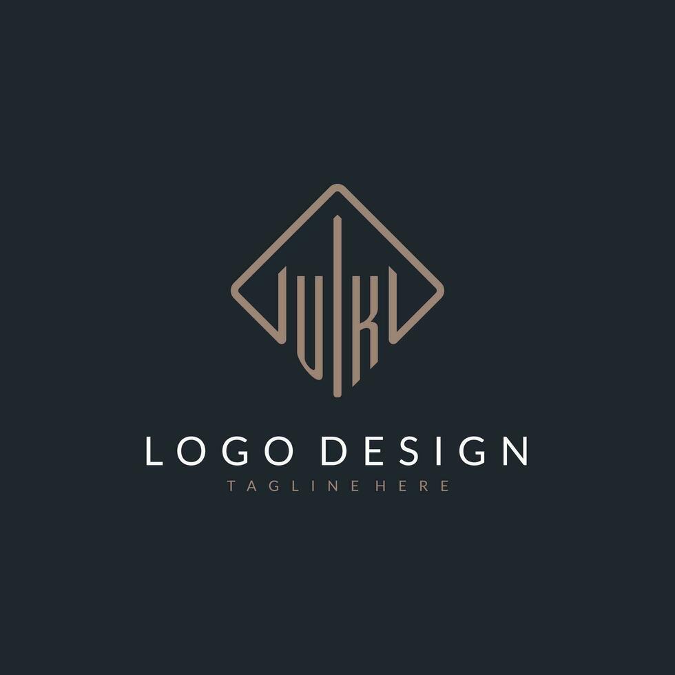 UK initial logo with curved rectangle style design vector