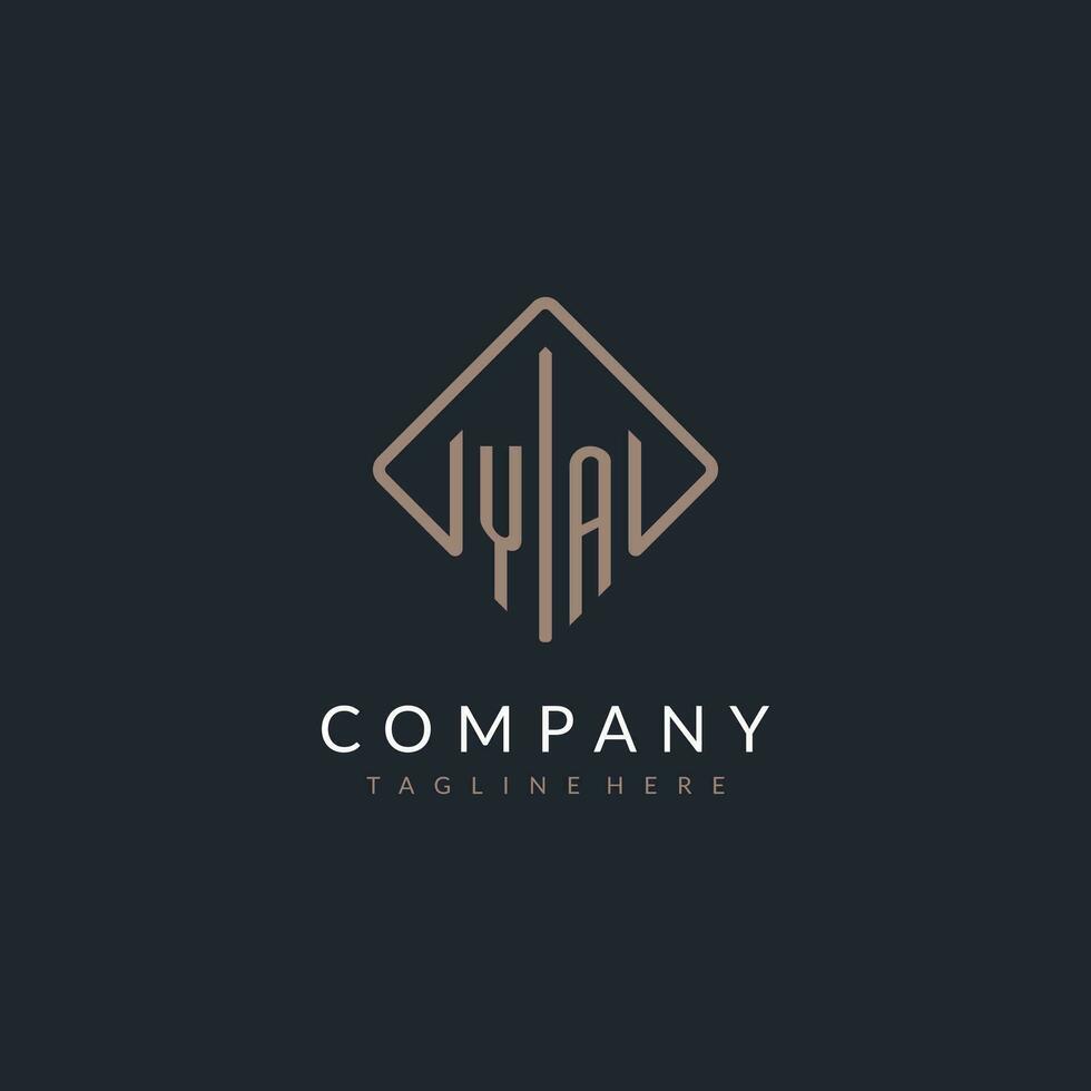 YA initial logo with curved rectangle style design vector
