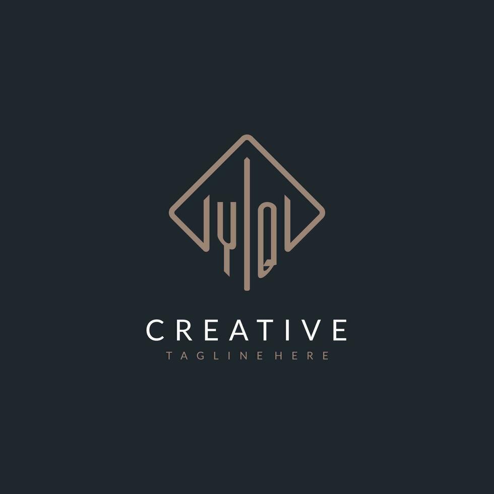 YQ initial logo with curved rectangle style design vector