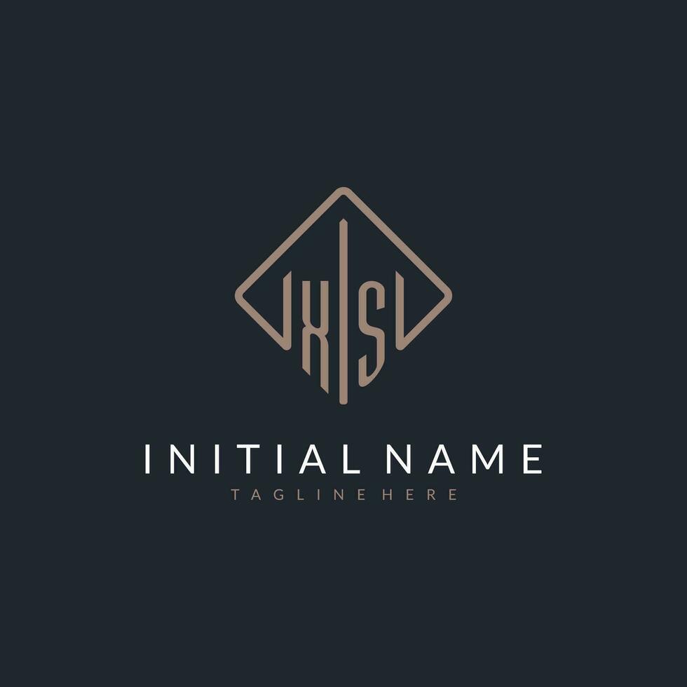 XS initial logo with curved rectangle style design vector