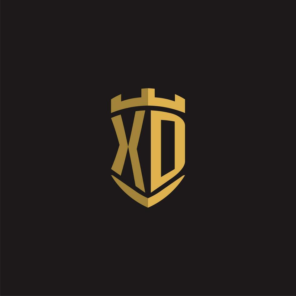 Initials XD logo monogram with shield style design vector