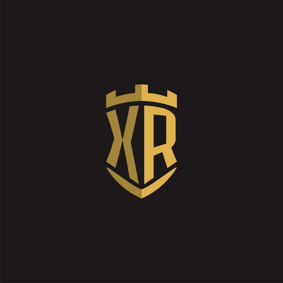 Initials XR logo monogram with shield style design vector