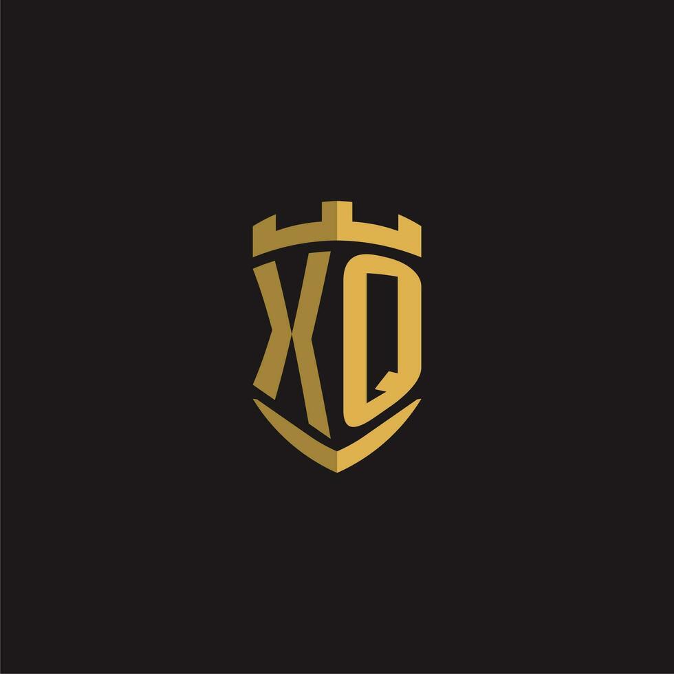 Initials XQ logo monogram with shield style design vector