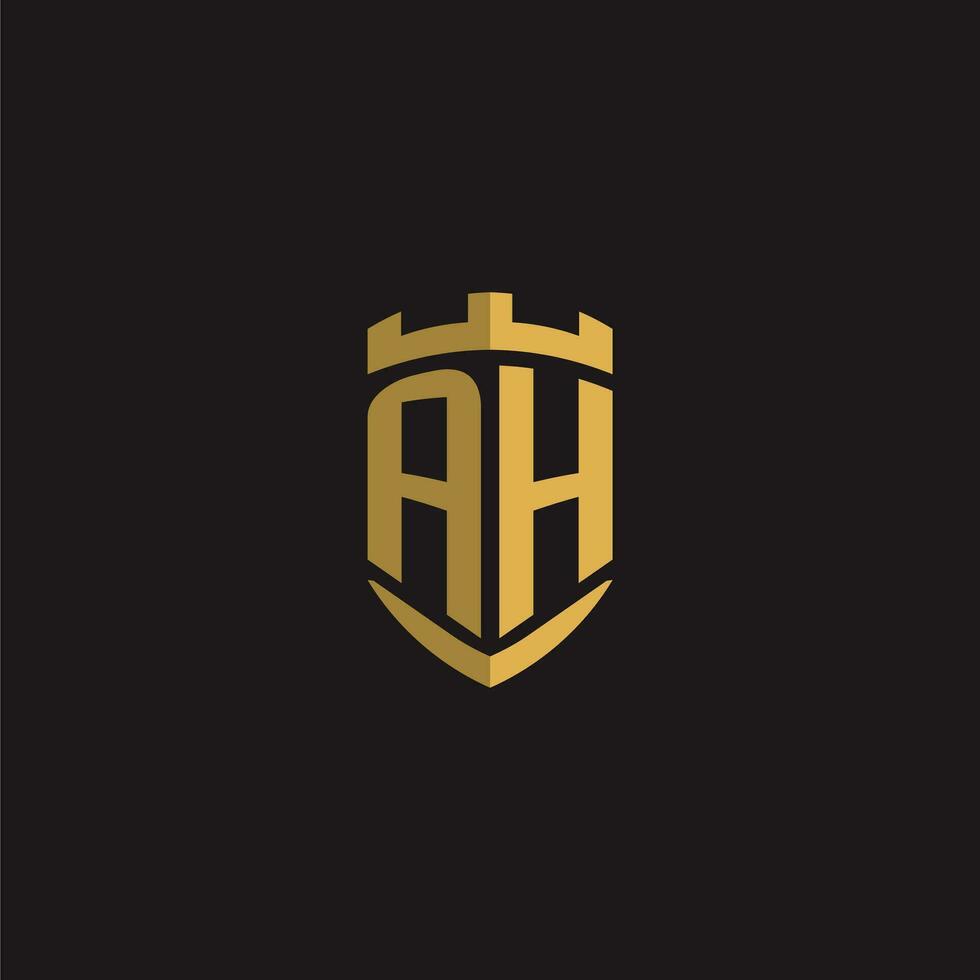 Initials AH logo monogram with shield style design vector