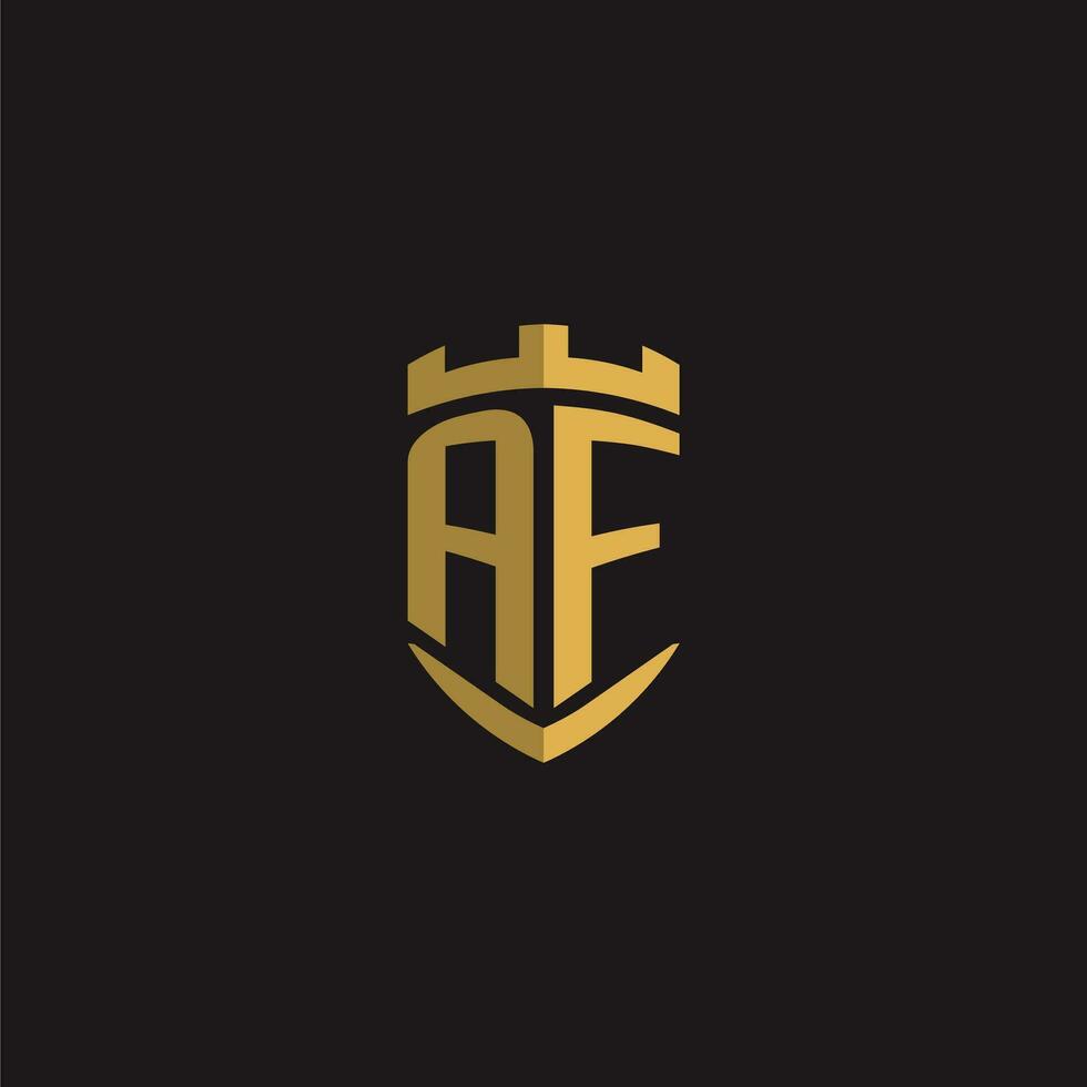 Initials AF logo monogram with shield style design vector