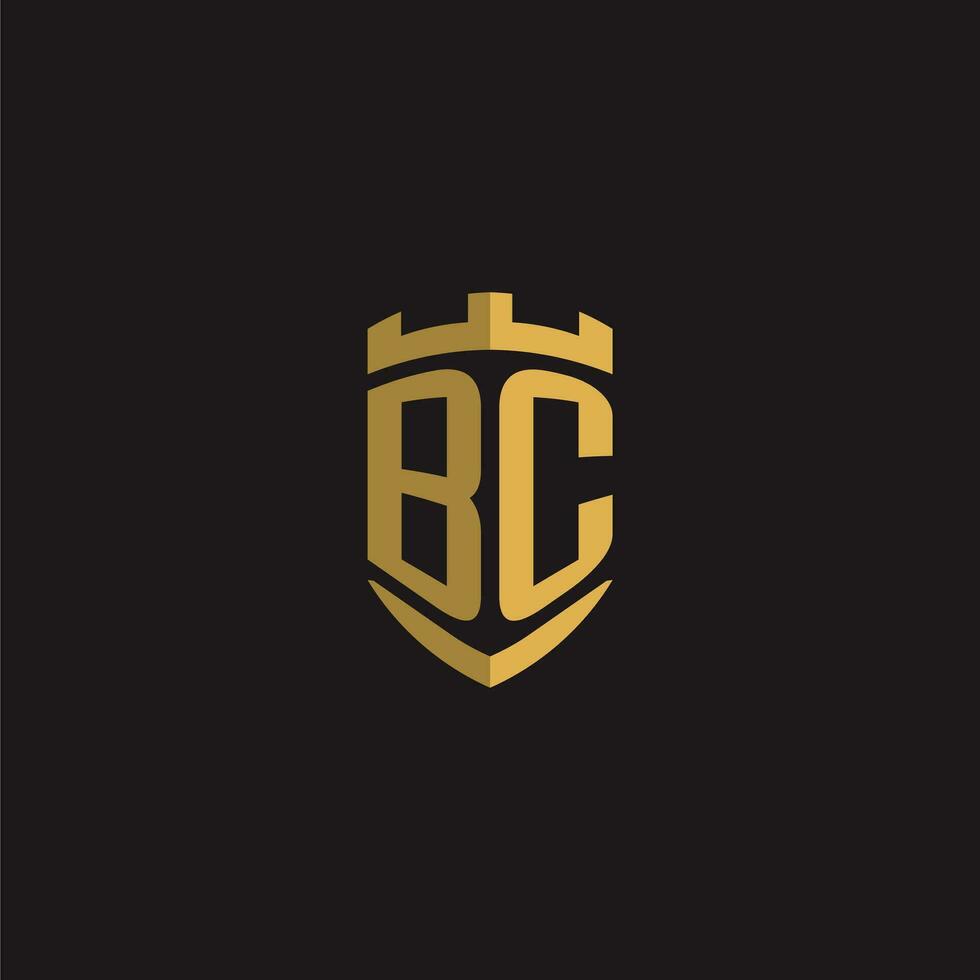 Initials BC logo monogram with shield style design vector